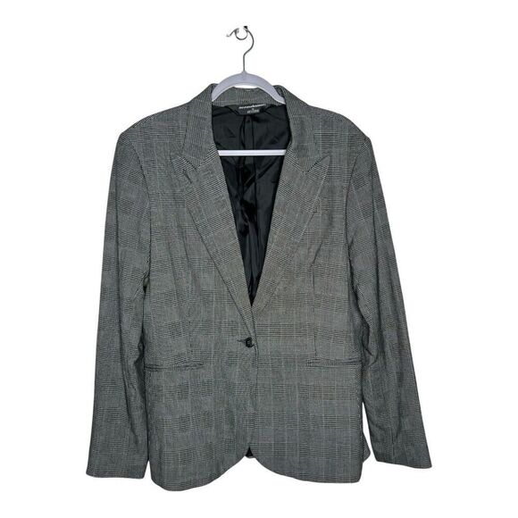 Norma Kamali Blazer Womens 18 Houndstooth Single Button Jacket Lined‎ Career - Picture 1 of 16